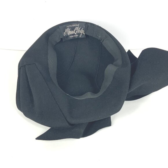Vintage 40s G Howard Hodge Black Felt Hat w/ Oversized Bow – Classic Dress Style main image 11